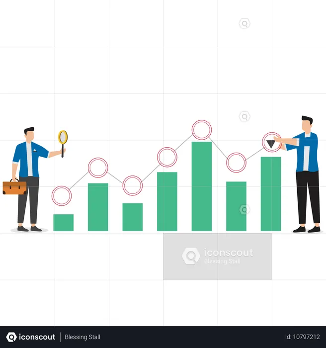 Empresario haciendo investigación empresarial  Ilustración