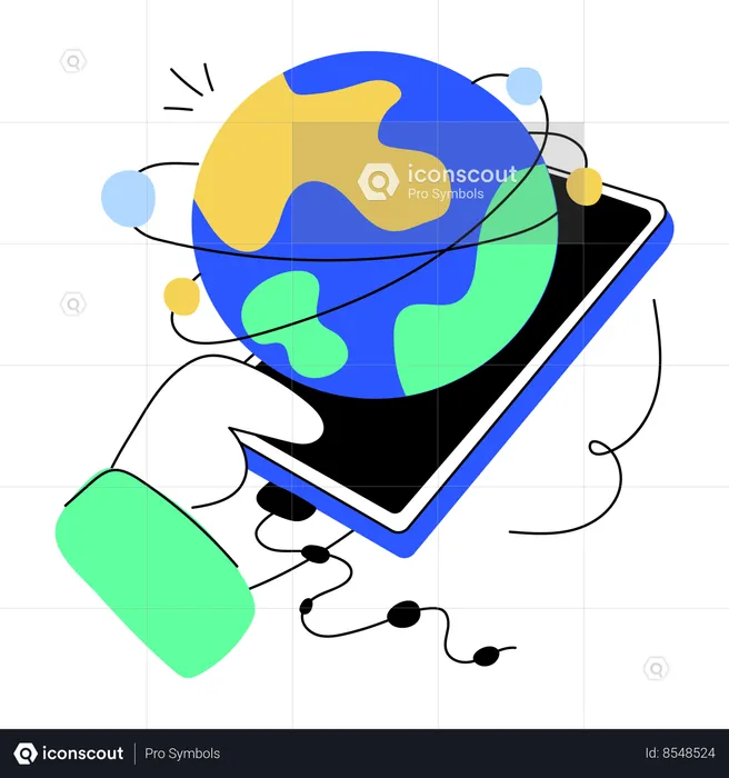 Empresario haciendo redes globales  Ilustración