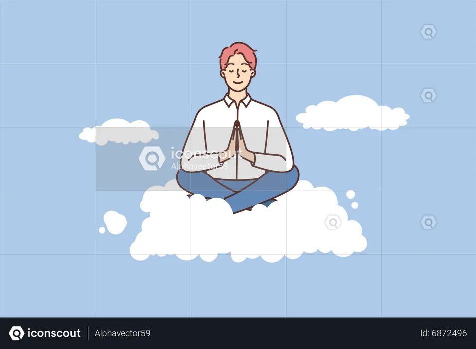 Empresario haciendo oración en el aire  Ilustración