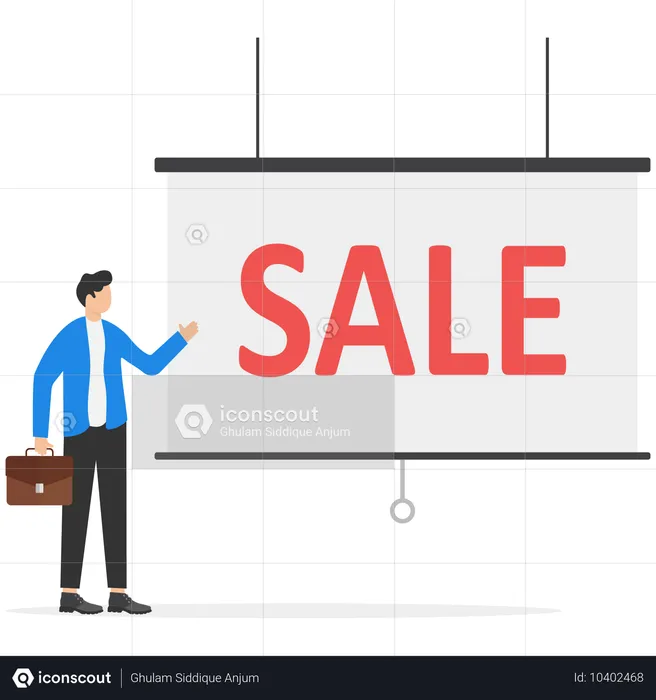 Hombre de negocios haciendo marketing de ventas  Ilustración