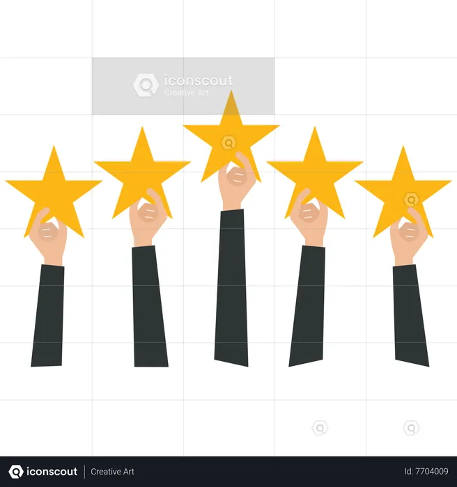 Empresario sosteniendo cinco estrellas  Ilustración