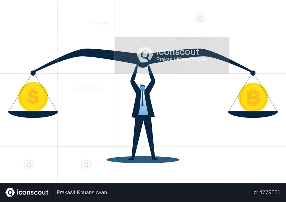 El hombre de negocios intenta equilibrar las inversiones  Ilustración