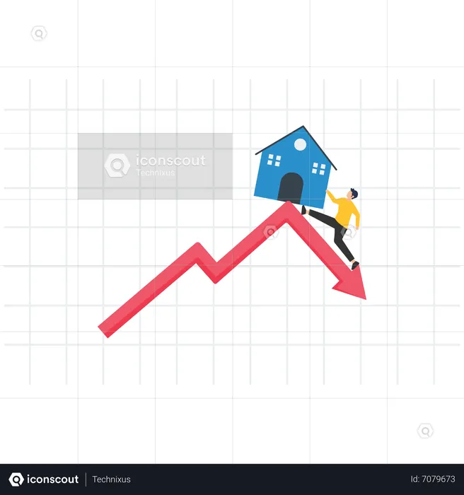 El empresario intenta evitar que la casa se caiga de la parte superior del gráfico.  Ilustración