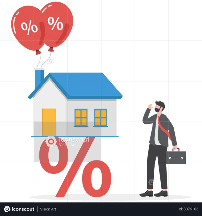 Inversor empresario con telescopio para oportunidades de inversión inmobiliaria y habitacional  Ilustración