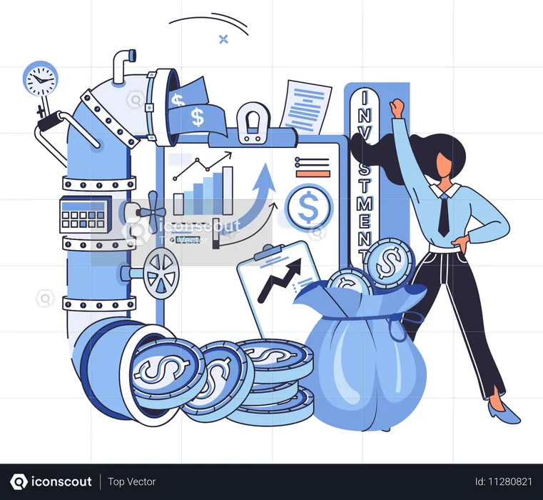 Empresário investe em gráfico de crescimento  Ilustração