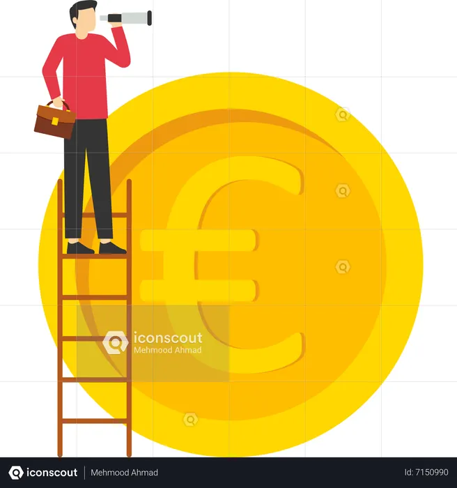 Investidor empresário subindo escadas  Ilustração