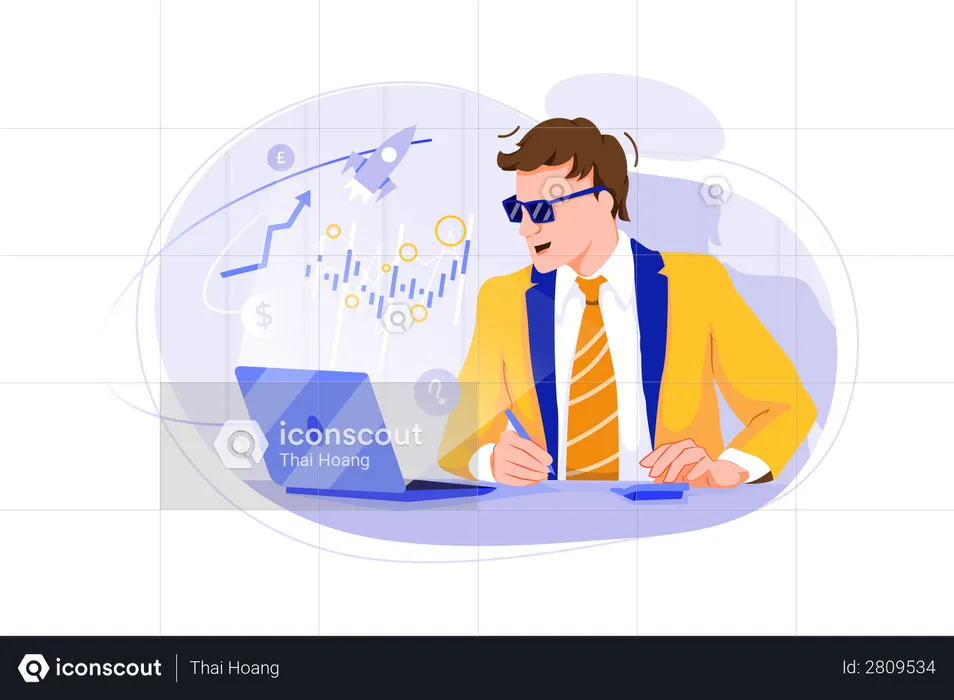 Empresário legal com Crypto Analytics  Ilustração