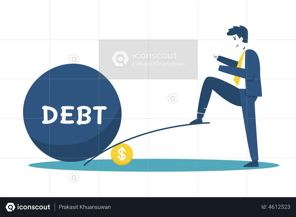 Empresario lidiando con deuda  Ilustración