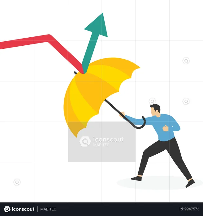 Empresário lutando com recuperação econômica da crise  Ilustração