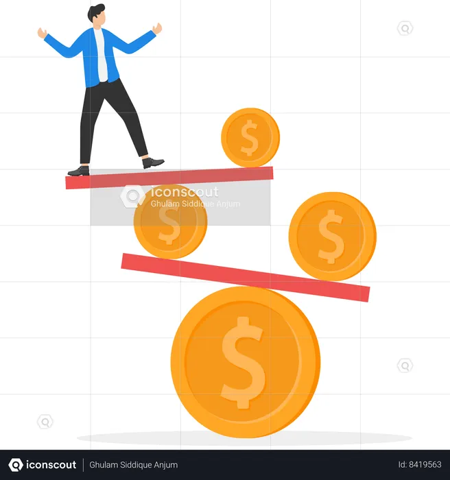 Empresário mantém equilíbrio financeiro  Ilustração