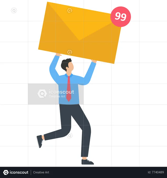 Empresário guarda um e-mail com notificação  Ilustração