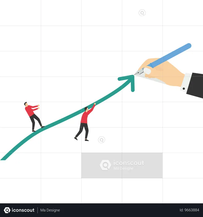 Apoio manual do empresário e liderança no crescimento dos negócios  Ilustração