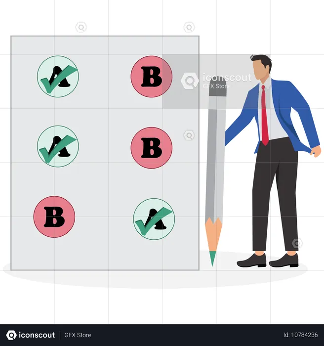 Empresário Marca de verificação no boletim  Ilustração