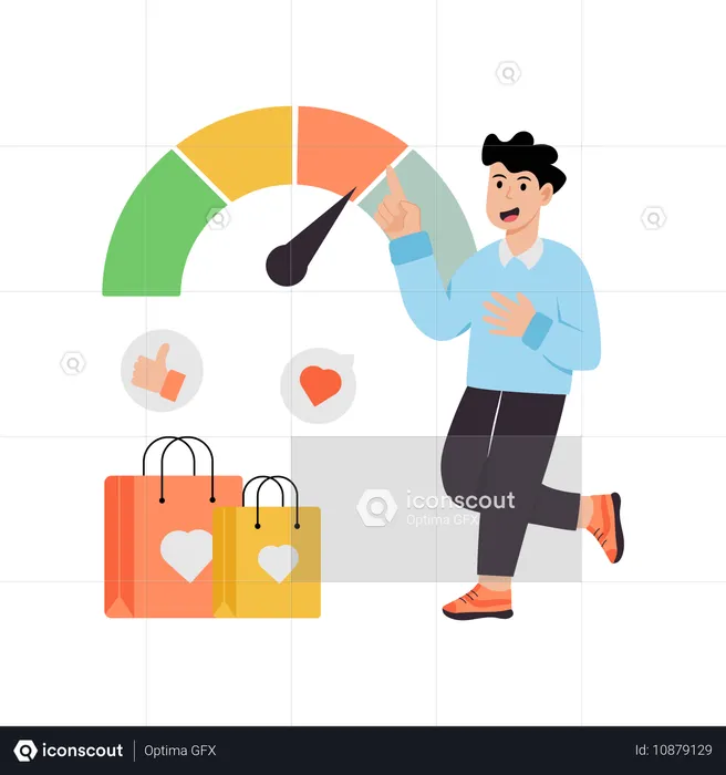 Empresário medindo o nível de satisfação do cliente  Ilustração