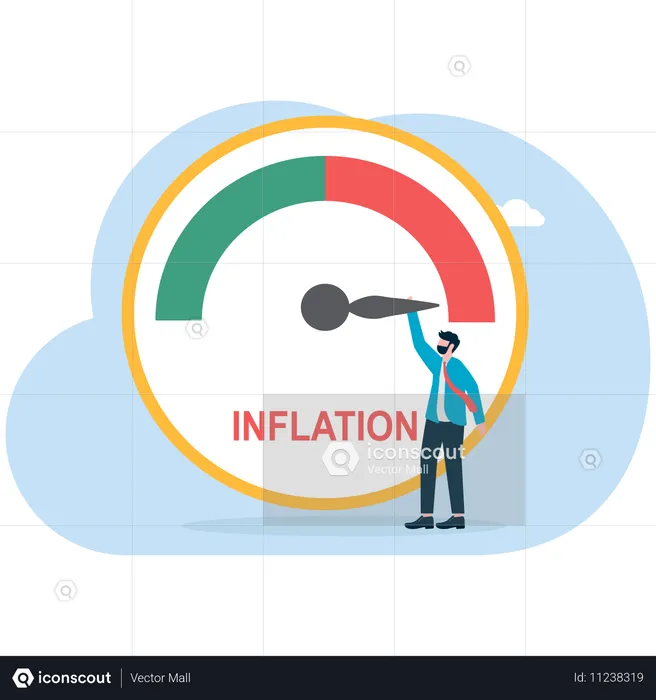 Empresario mide tasa de inflación  Ilustración