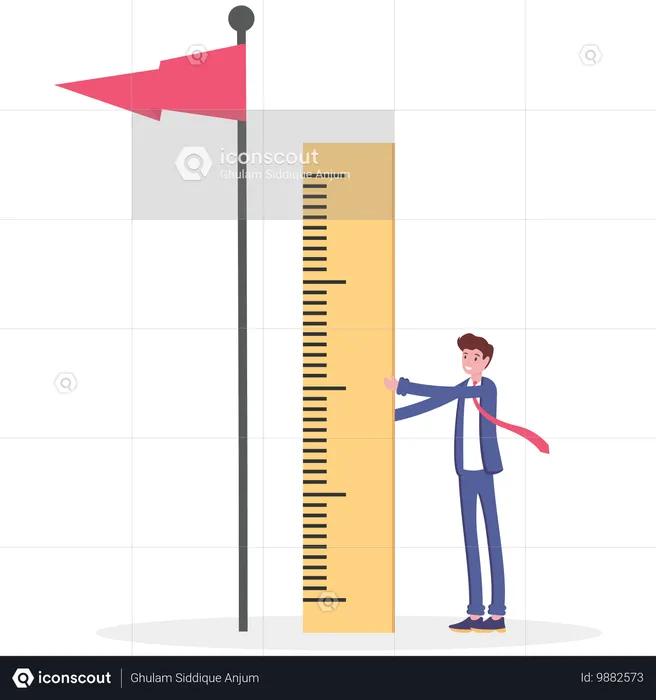 El empresario mide y analiza el nivel de éxito.  Ilustración