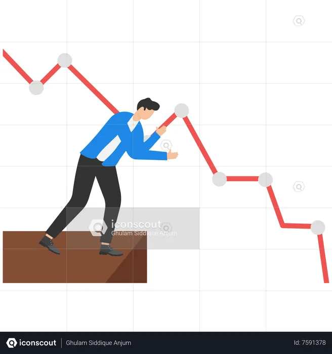 Empresario mirando el diagrama de caída  Ilustración