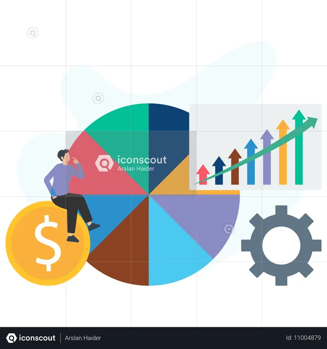 Empresário monitorando gráfico de mercado  Ilustração