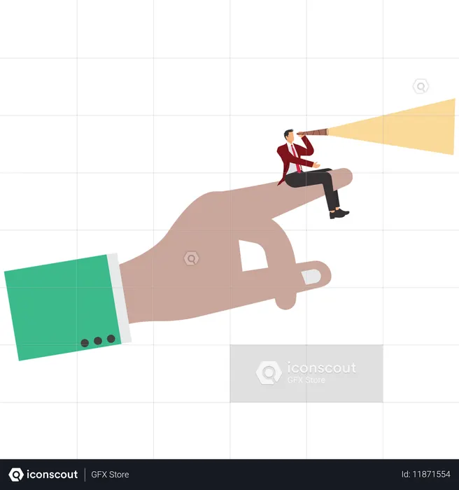 Hombre de negocios mostrando ayuda mientras la mano señala el camino para el hombre de negocios  Ilustración