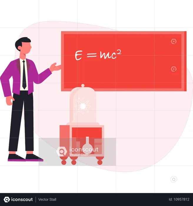 Empresário mostrando fórmula química  Ilustração