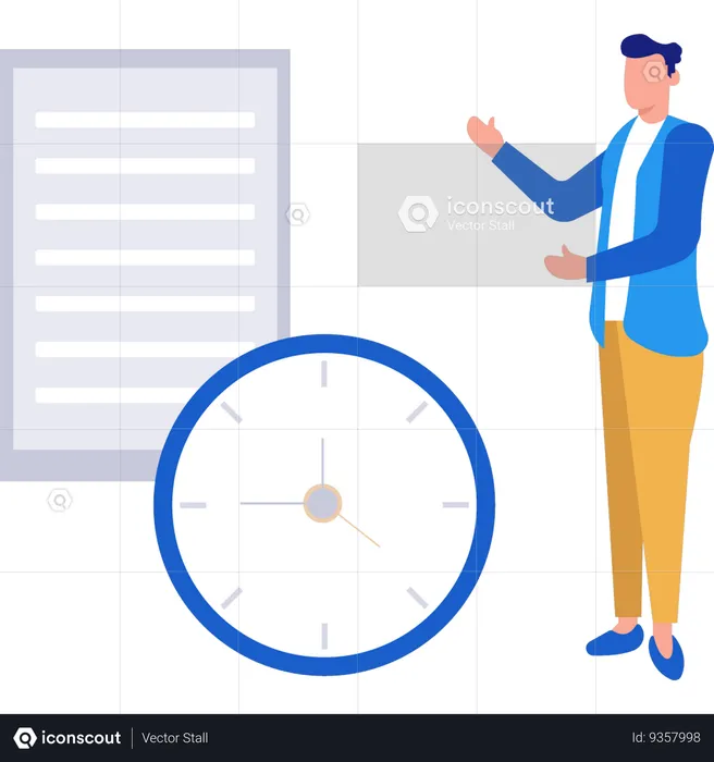 Empresário mostrando plano de negócios  Ilustração