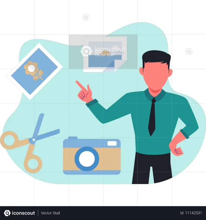 Empresário mostrando apresentação de SEO  Ilustração
