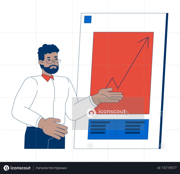 Hombre de negocios negro que muestra un gráfico de crecimiento  Ilustración