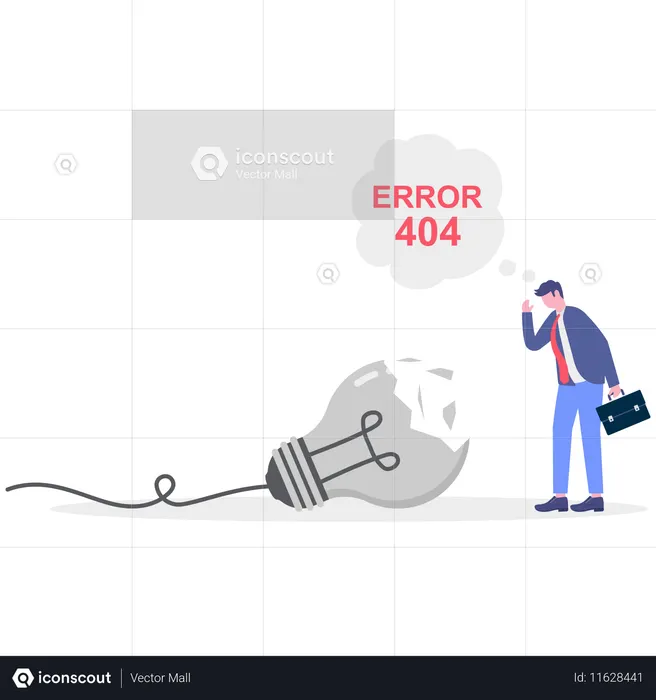 Empresário recebendo erro 404 por ideia  Ilustração