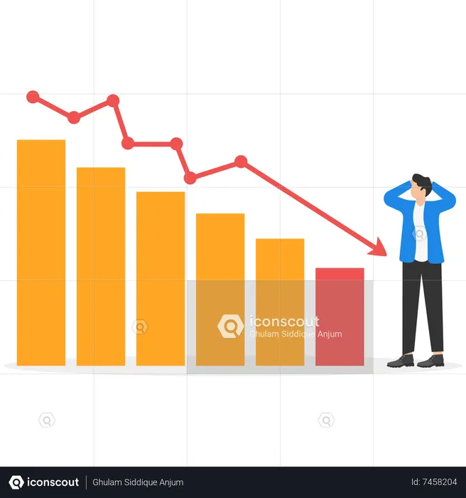 Empresario obteniendo pérdida de mercado  Ilustración