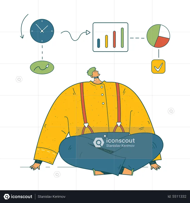 Empresário olhando para gráfico de produtividade  Ilustração