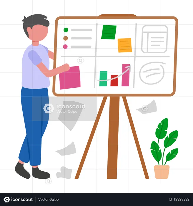 Empresário organizando projeto empresarial  Ilustração