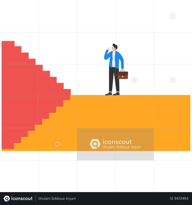 Empresario de pie y pensando en decisiones  Ilustración