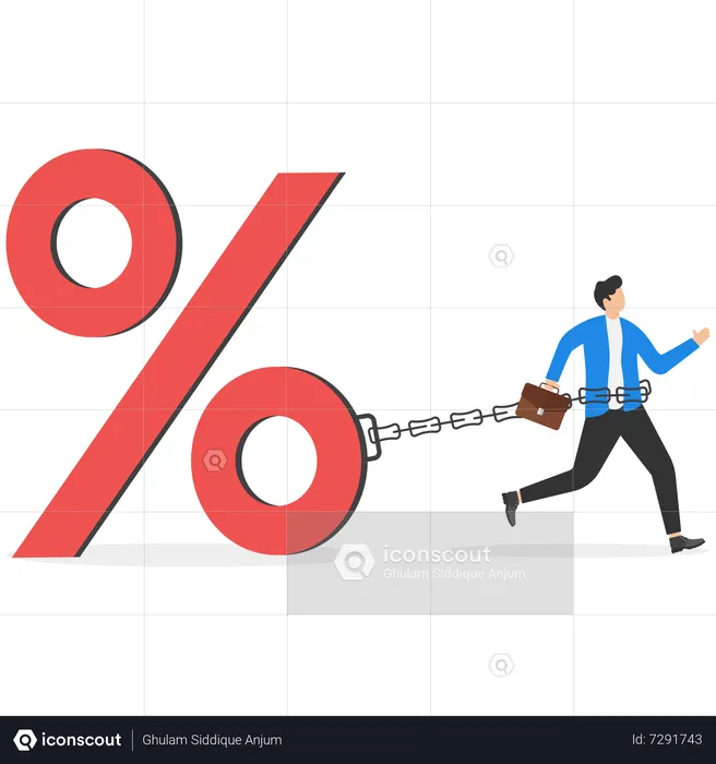 Empresário preso nas taxas de juros  Ilustração