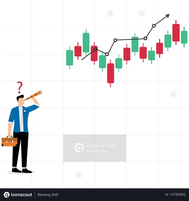 Empresario pronosticando retornos de inversión en el mercado de valores  Ilustración