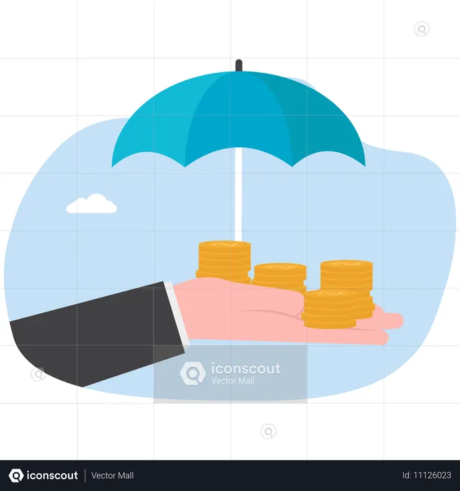 Empresário protegendo seu dinheiro  Ilustração