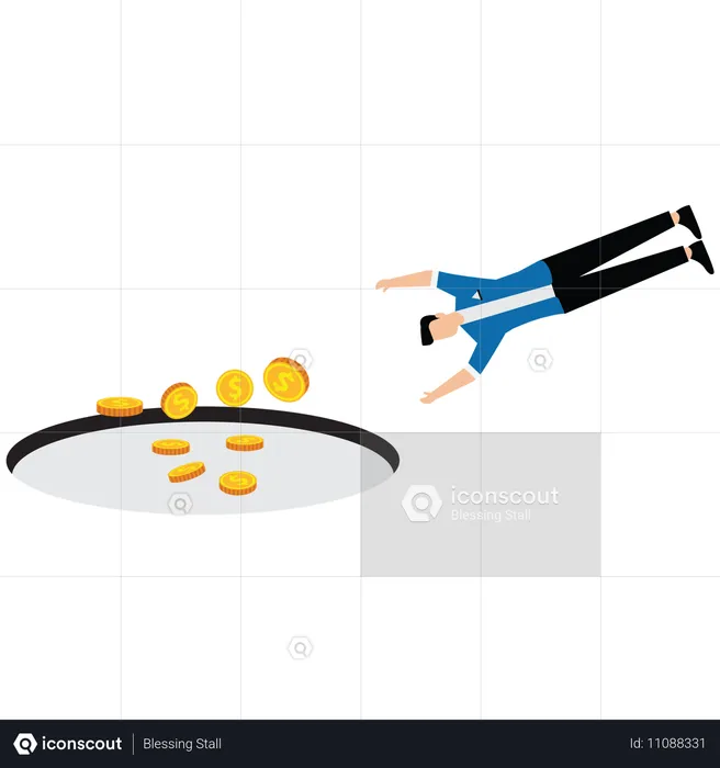 Empresário cai na armadilha da queda de dinheiro  Ilustração