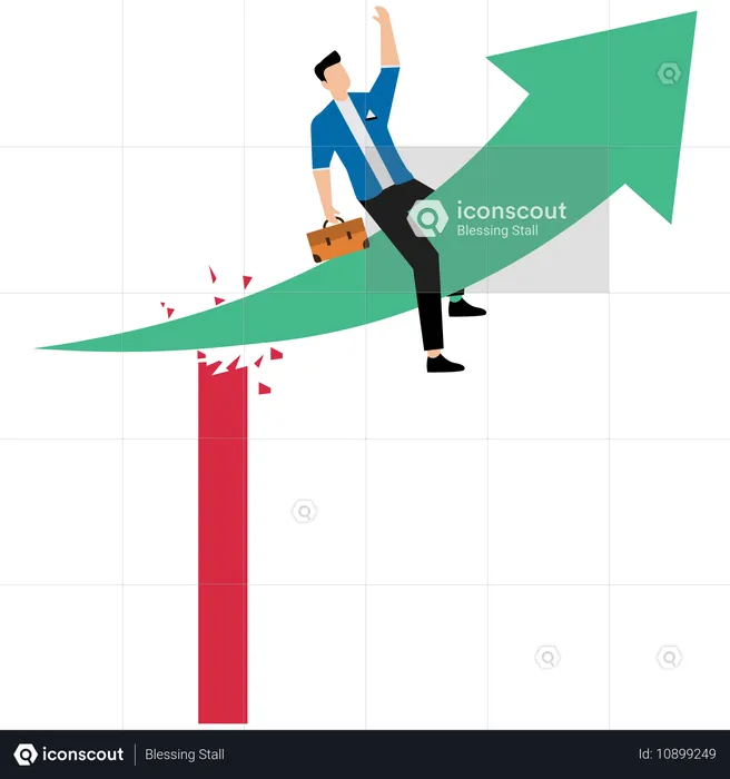 Empresário quebrando barreiras empresariais  Ilustração