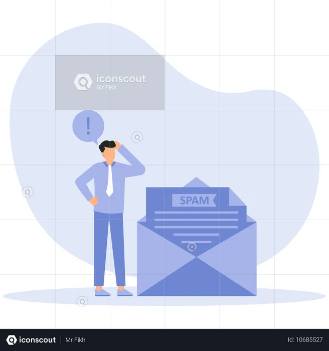 Empresário recebendo e-mails de spam  Ilustração