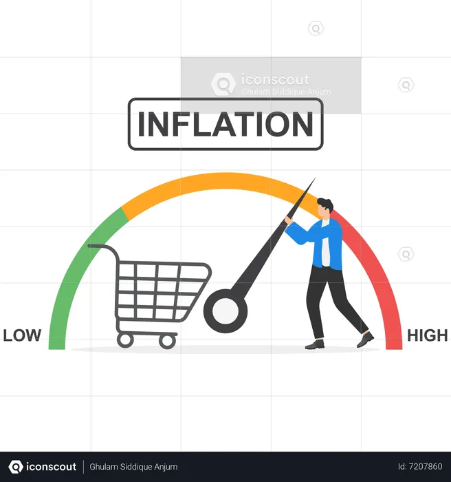 Empresario regulando el aumento de la inflación  Ilustración