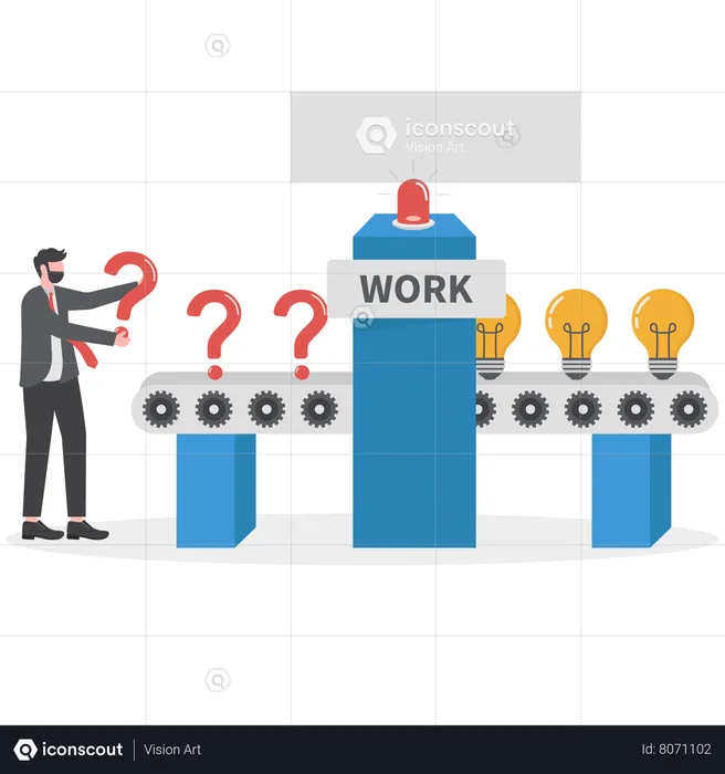 Empresário resolvendo problemas de negócios a partir de ideias  Ilustração