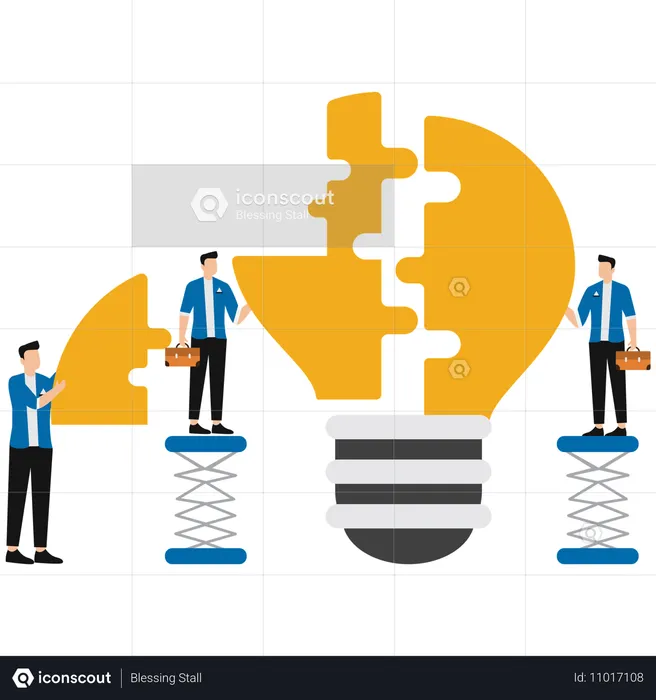 Empresário resolvendo ideia de quebra-cabeça de negócios  Ilustração