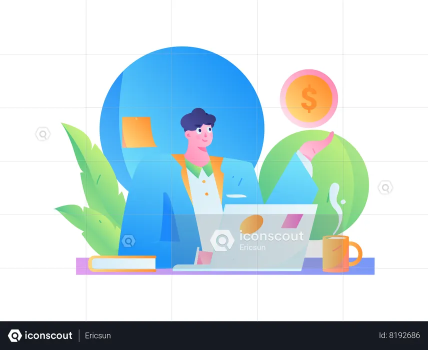 Empresário reunindo investidores globais  Ilustração