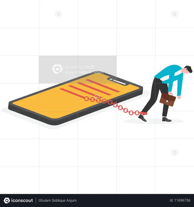 Empresário se cansa com corrente  Ilustração