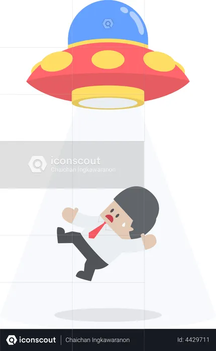 Empresario secuestrado por nave espacial extraterrestre u OVNI  Ilustración