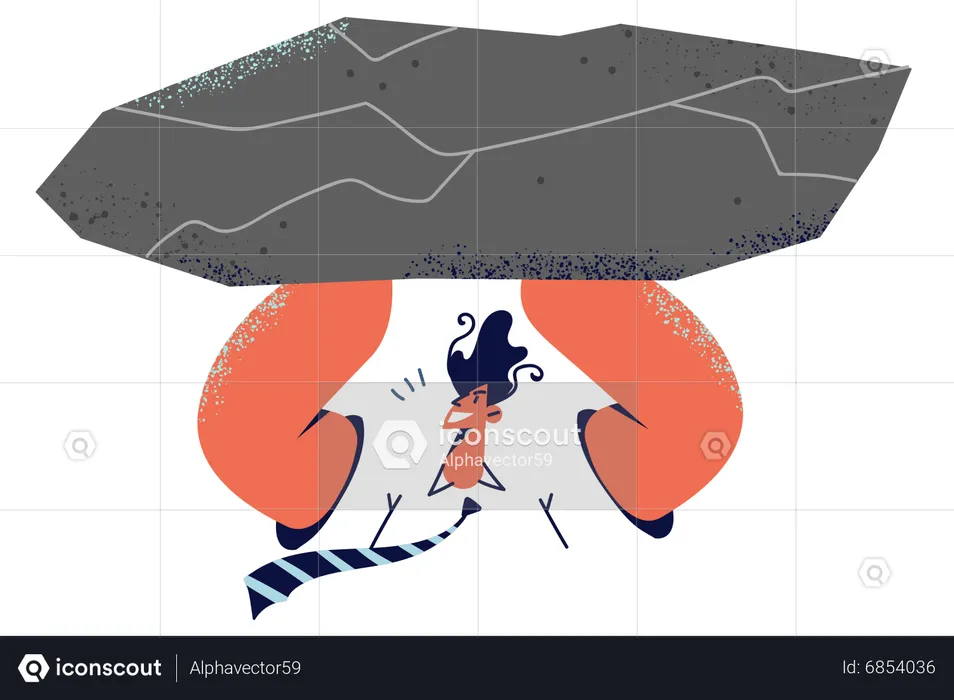 Empresário segurando pedra  Ilustração