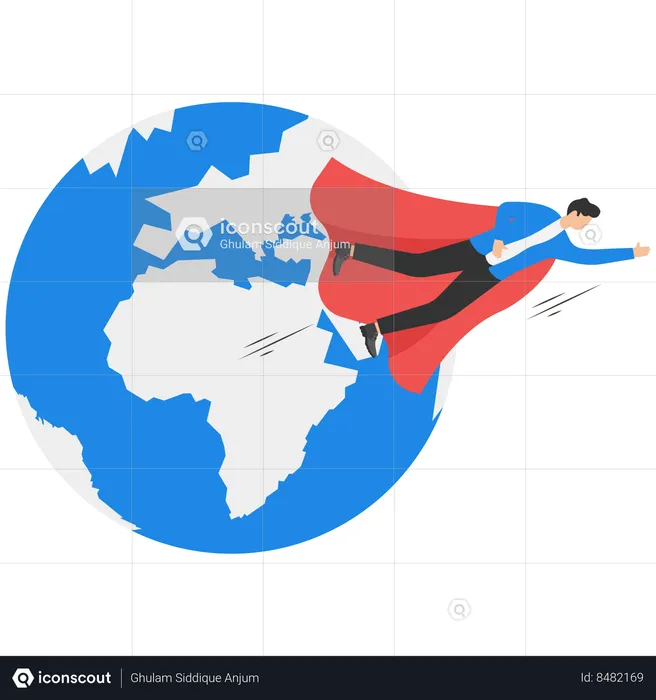 Empresário sobre o planeta Terra  Ilustração