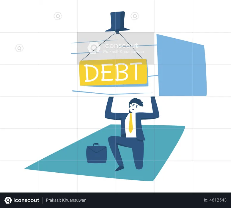 Empresario soportando la carga de la deuda  Ilustración