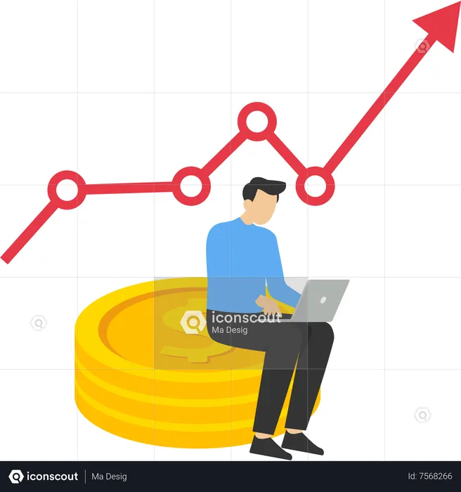 Empresario trabajando en el crecimiento financiero  Ilustración