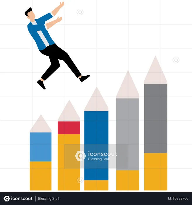 Hombre de negocios trabajando en un gráfico de crecimiento  Ilustración