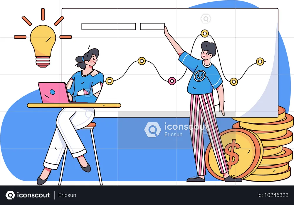 Hombre de negocios trabajando en planificación financiera  Ilustración